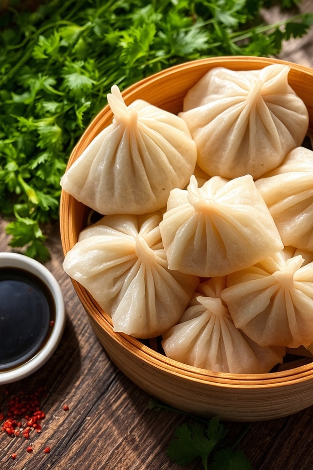 savory pork filled dumplings