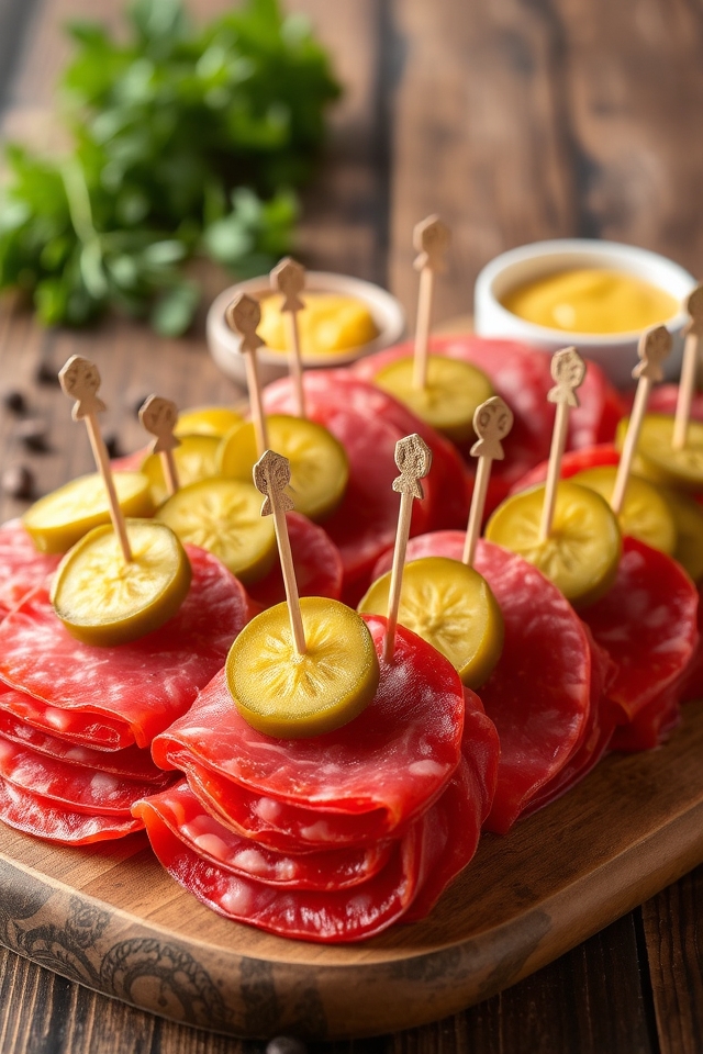 savory salami pickle bites