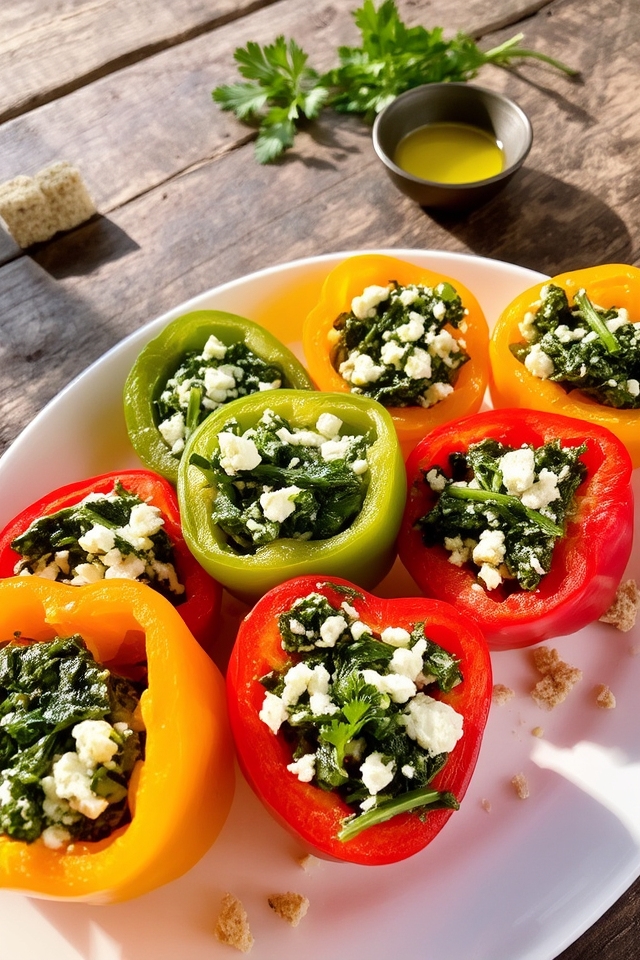 savory spinach feta peppers