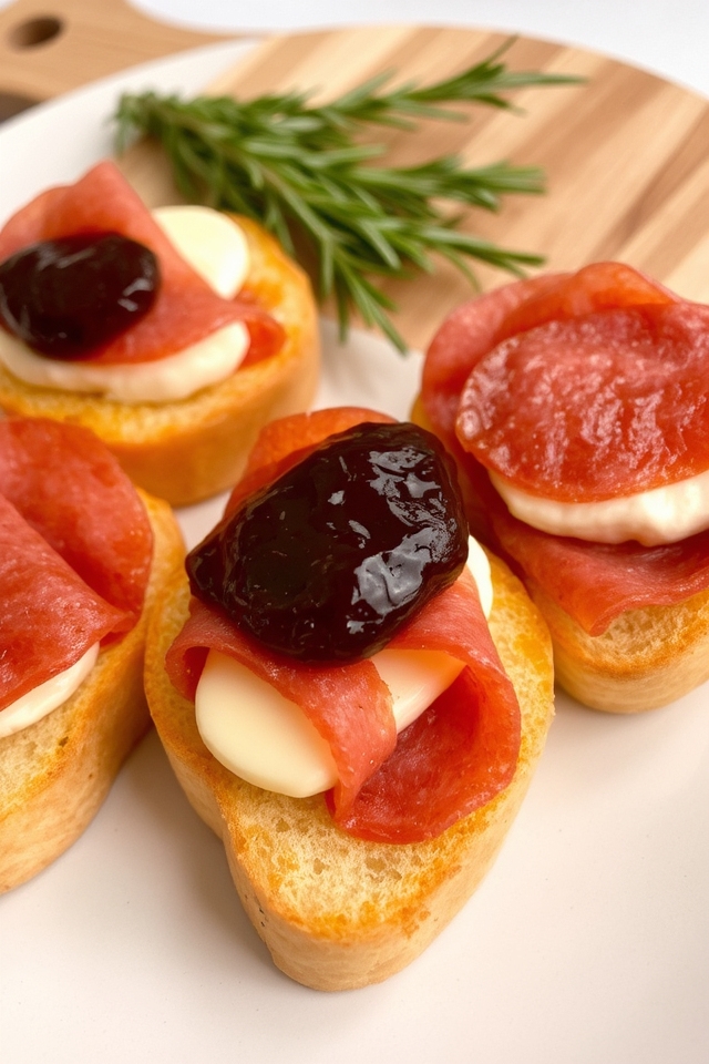 savory sweet salami brie toast