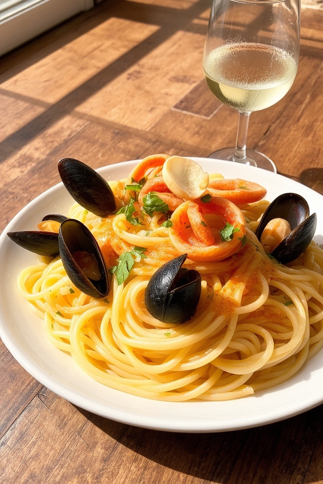 seafood linguine with mussels