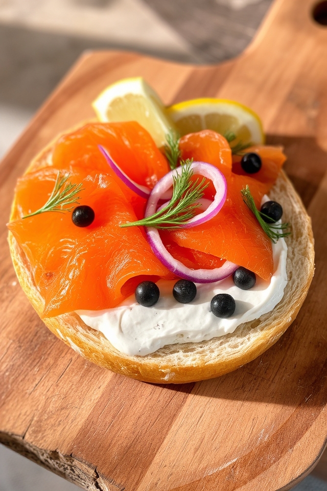 sophisticated smoked salmon bagels