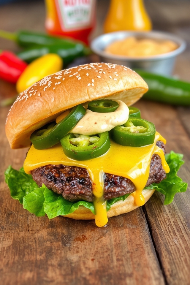 spicy cheesy flavorful burger
