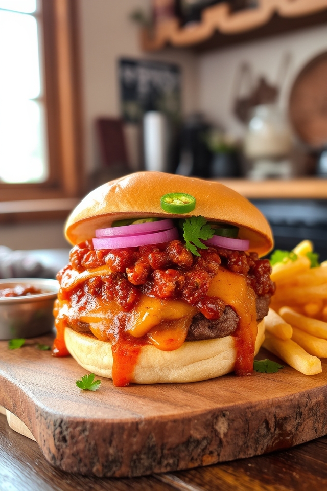 spicy chili cheeseburger delight