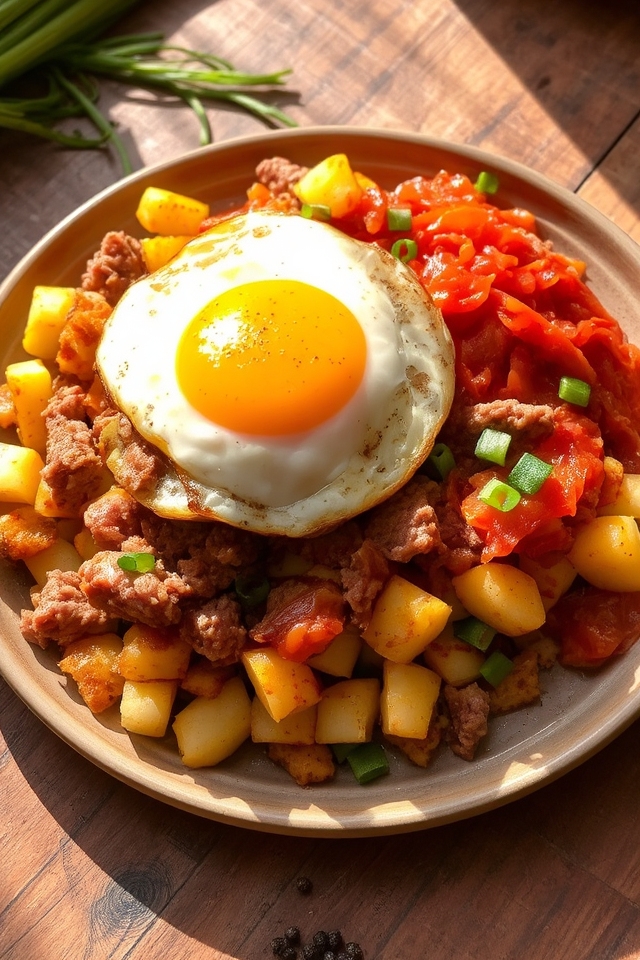 spicy kimchi corned beef hash