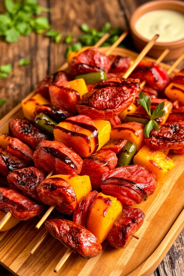 spicy salami pepper skewers