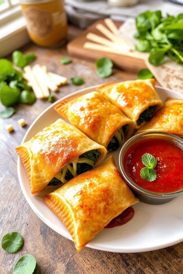 spinach filled cheese pockets