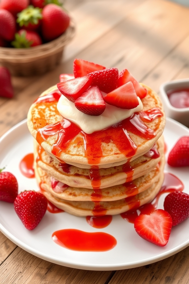 strawberry pancakes with frosting