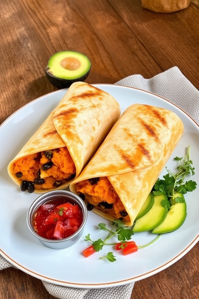 sweet potato black bean burritos