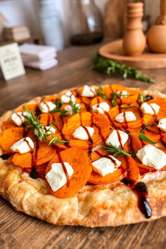 sweet potato goat cheese pizza