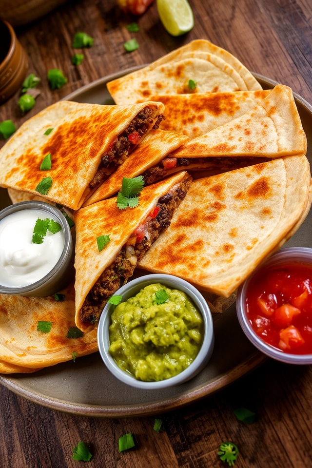 taco flavored beef quesadilla delight