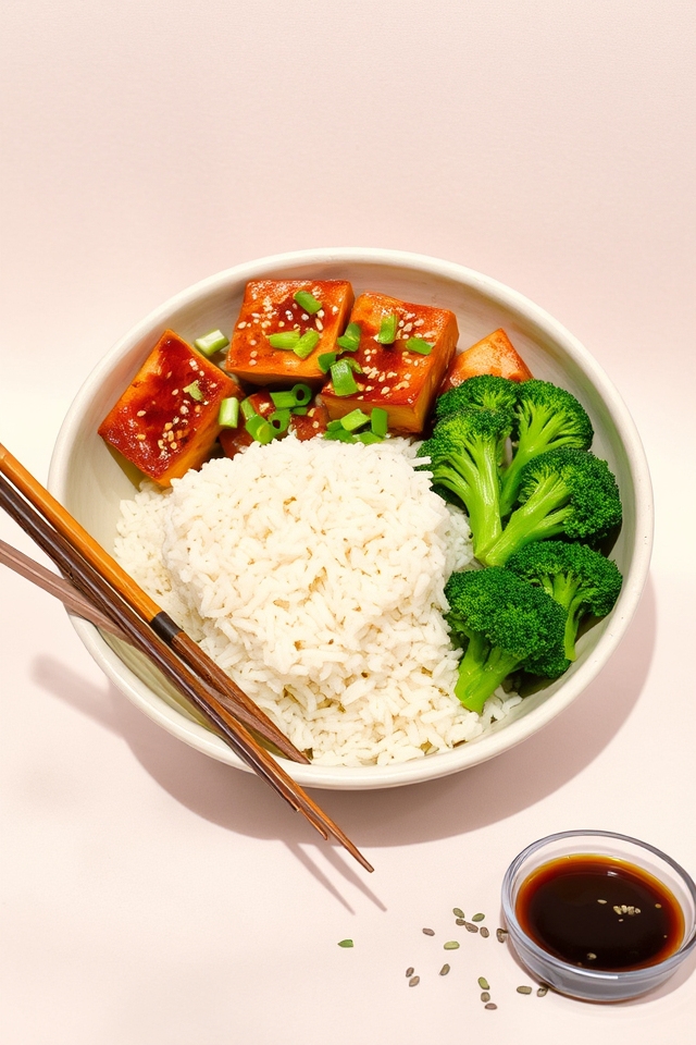 teriyaki tofu with rice