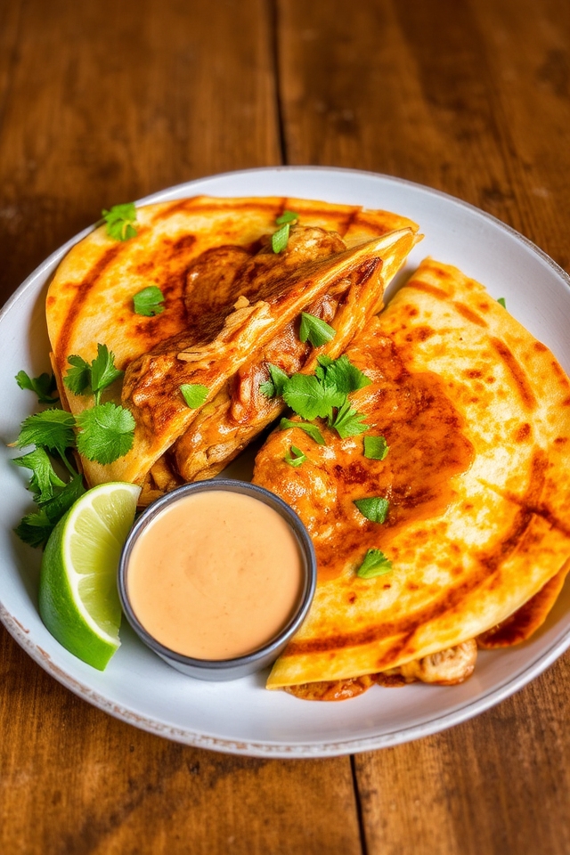 thai peanut chicken quesadilla