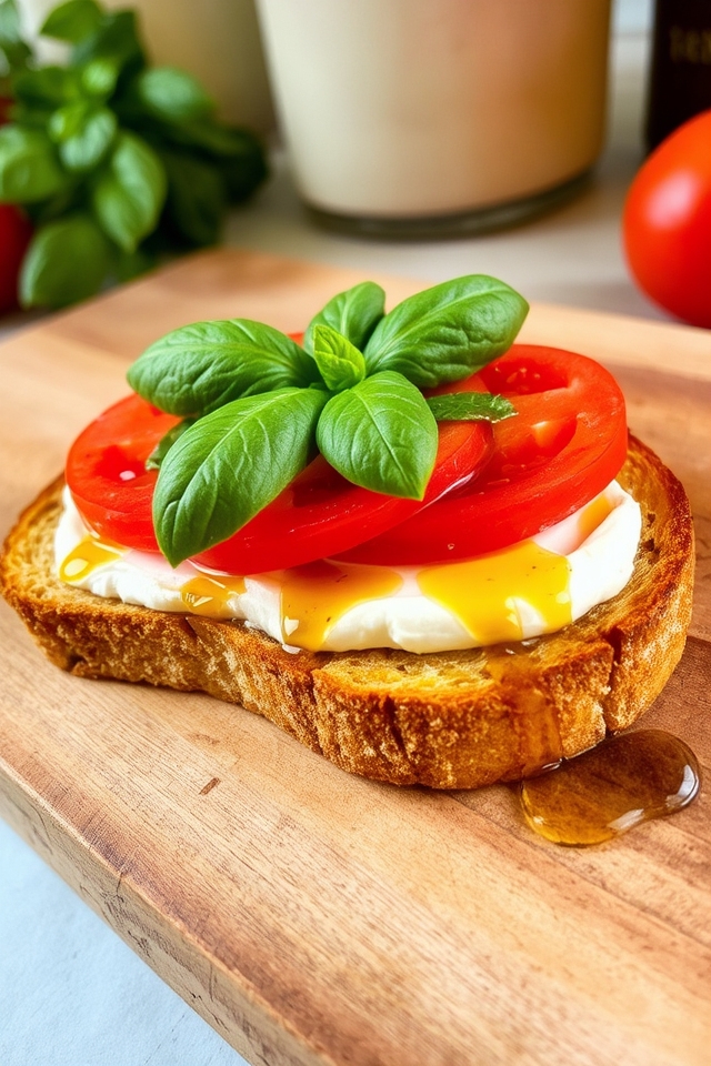 tomato basil ricotta toast