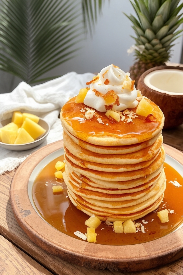 tropical coconut pineapple pancakes