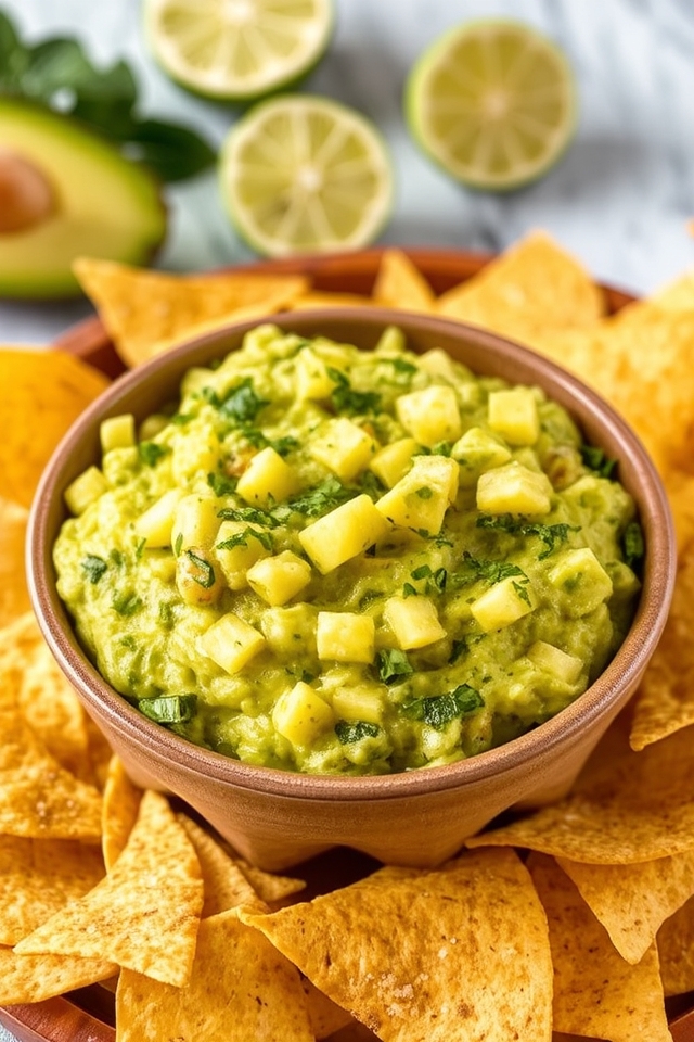 tropical pineapple cilantro guacamole