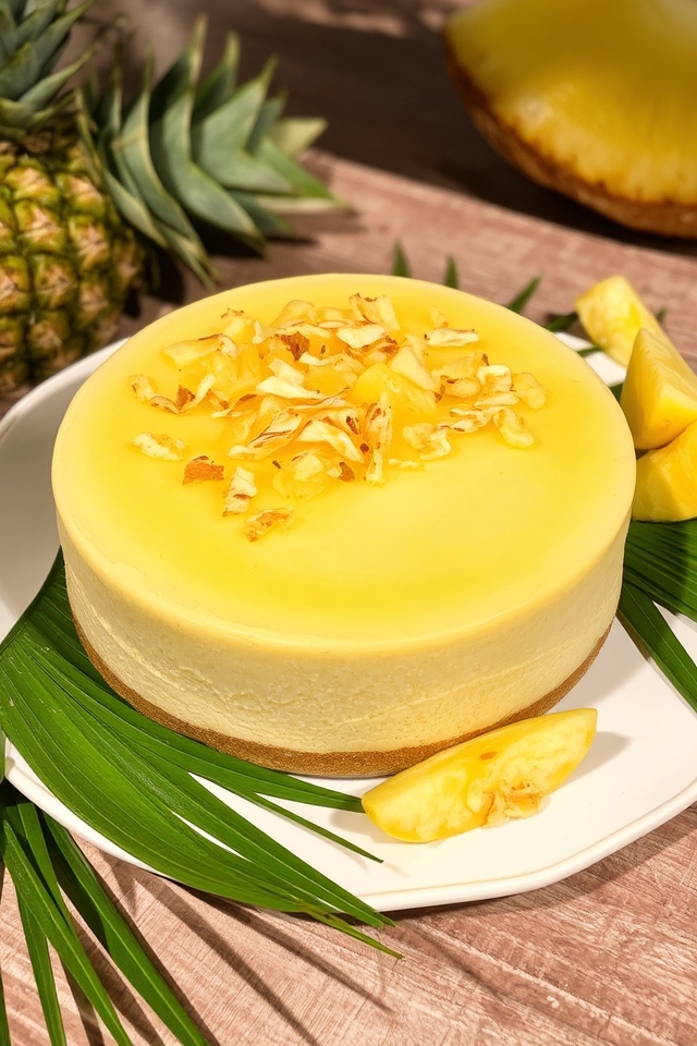 tropical pineapple coconut cheesecake