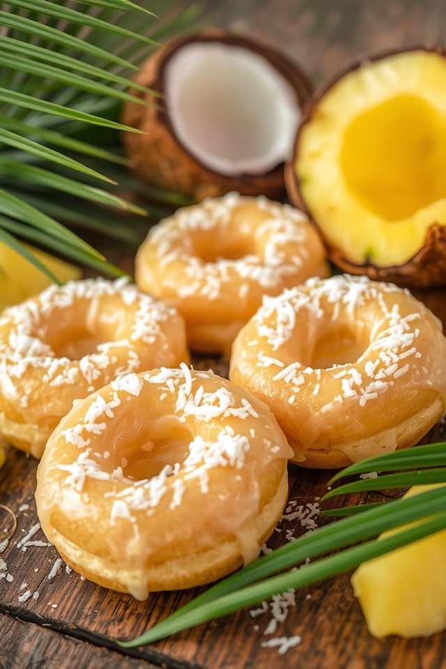tropical pineapple coconut donuts