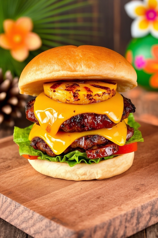 tropical teriyaki cheeseburger delight