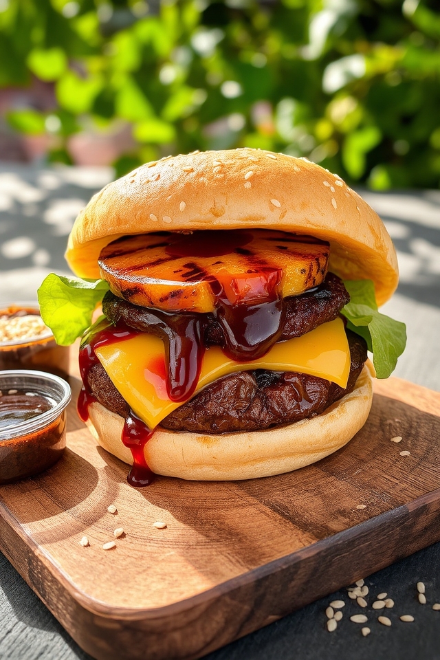tropical teriyaki cheeseburger delight