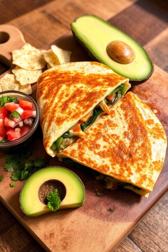 veggie packed cheesy quesadilla