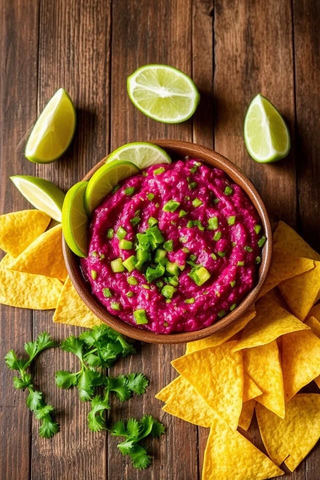 vibrant beet lime guacamole appetizer