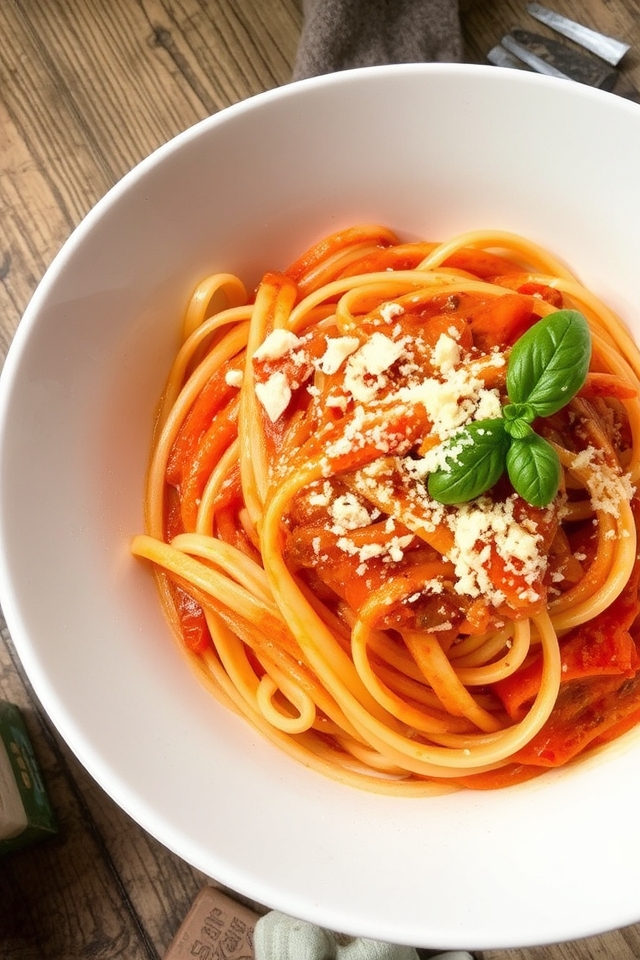 vibrant roasted pepper pasta
