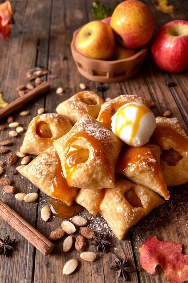 warm almond apple dumplings