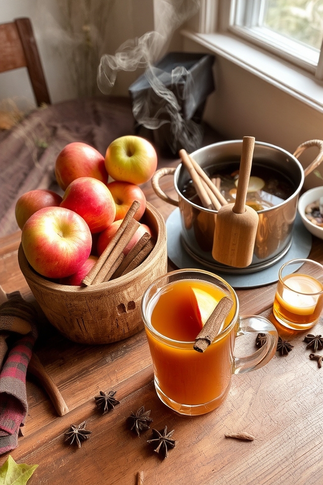 warm spiced bourbon cider
