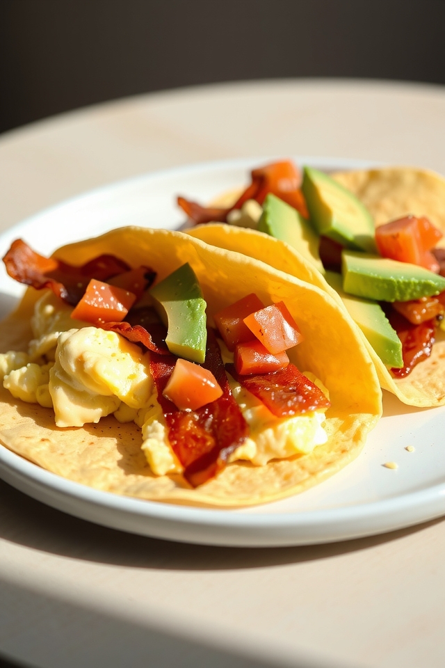 bacon and egg tacos