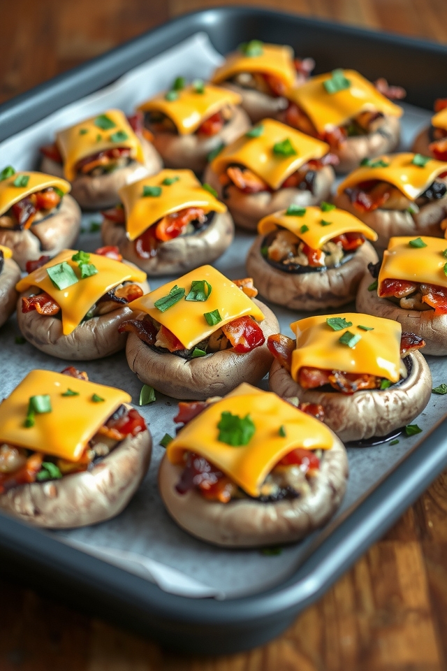 bacon cheddar stuffed mushroom appetizers