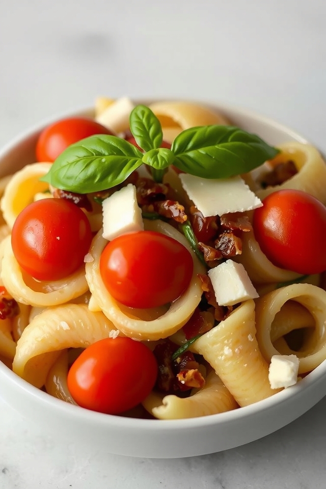 bacon tomatoes pasta basil