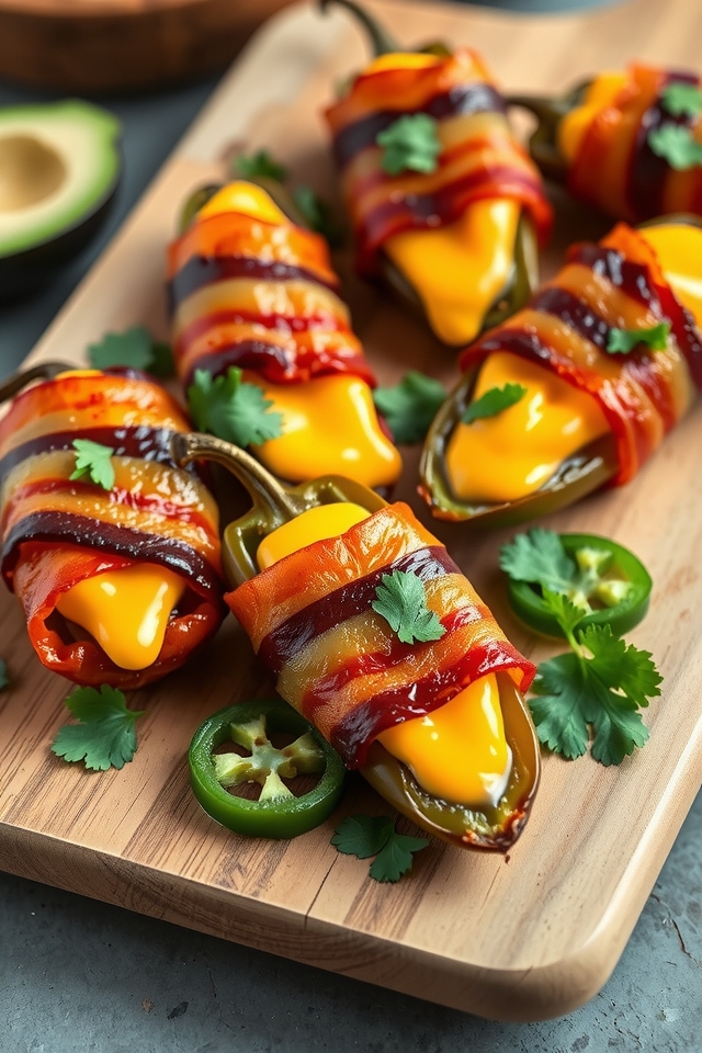 bacon wrapped spicy cheese poppers