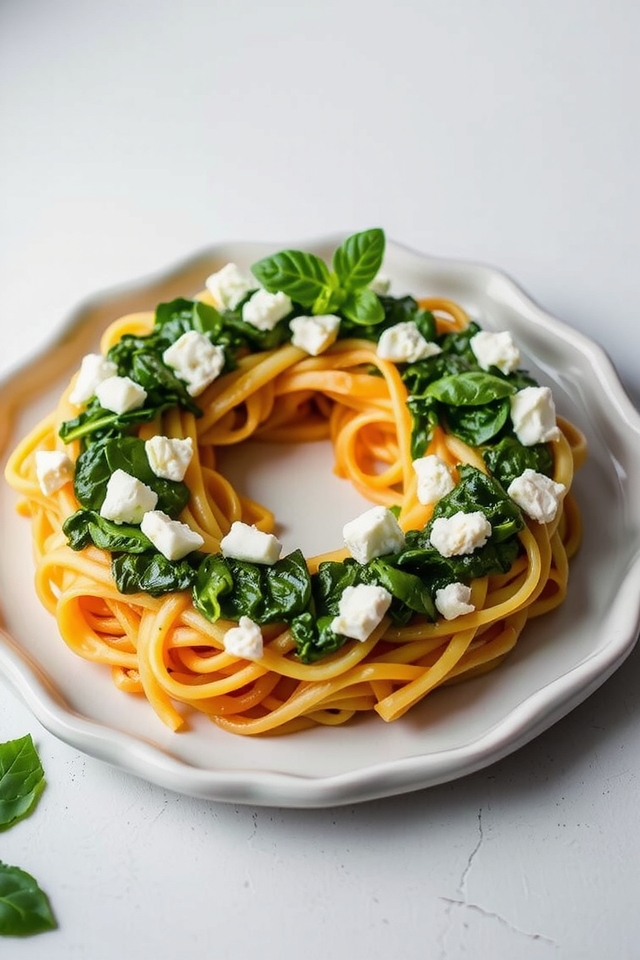 baked spinach feta noodles