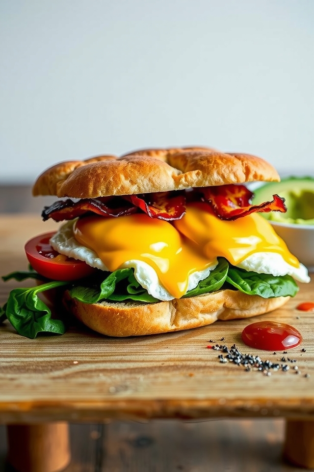 breakfast sandwich with bacon
