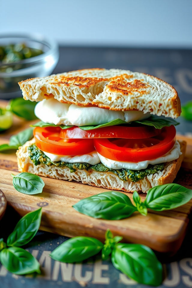caprese sandwich with pesto