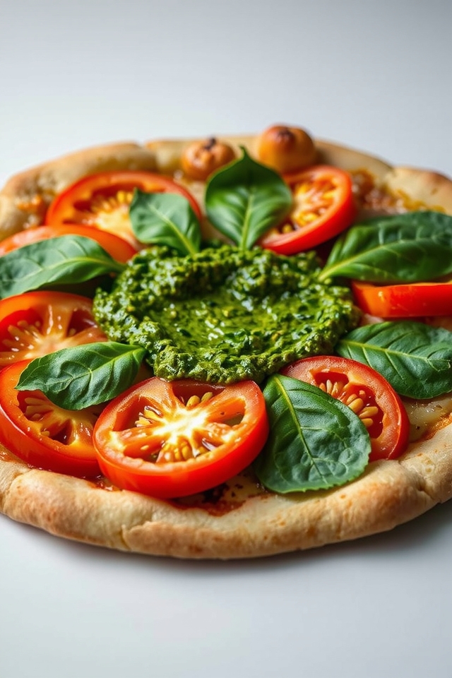 cashew pesto vegetable pizza