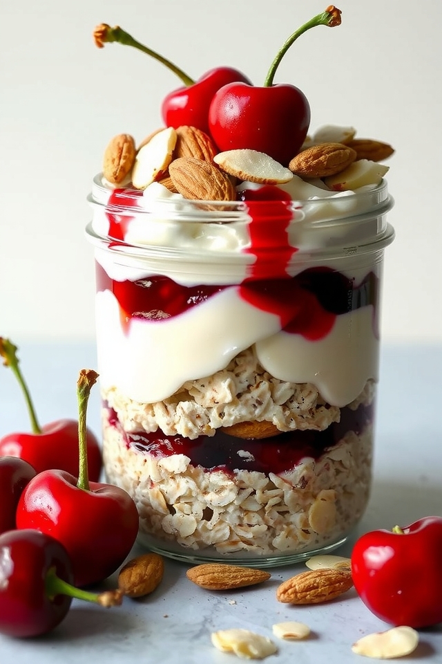 cherry almond oats parfait