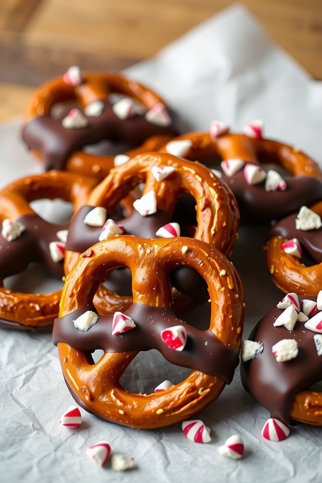 chocolate candy cane pretzels