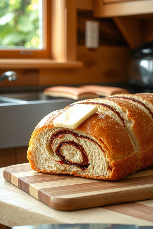 cinnamon swirled warm bread