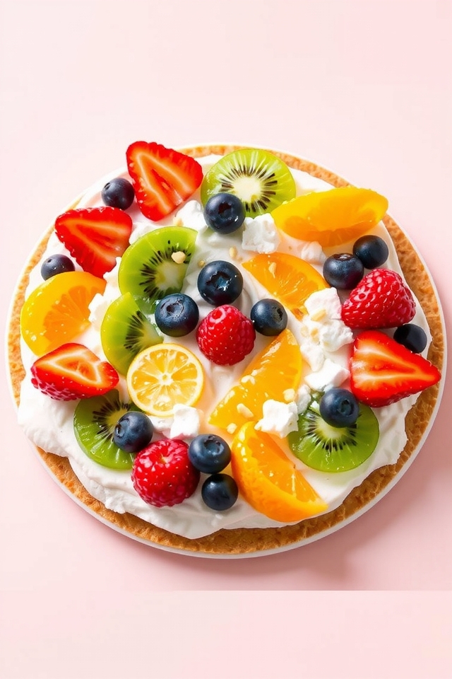 colorful fruity dessert pizza