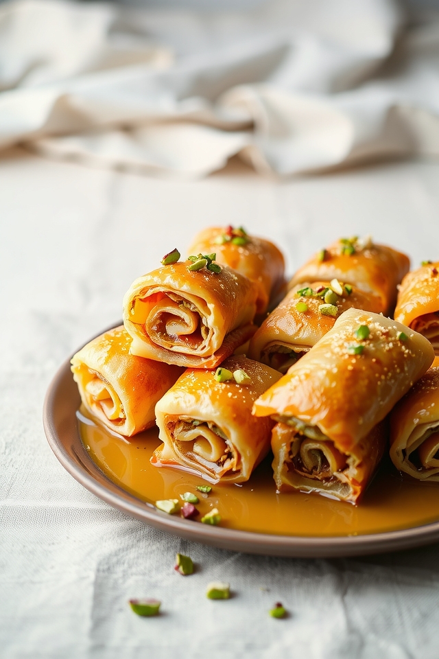 creamy honeyed baklava rolls