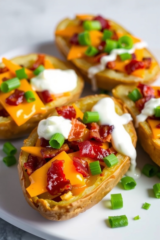 crispy bacon filled potato skins