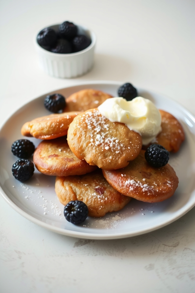 crispy blackberry filled fritters