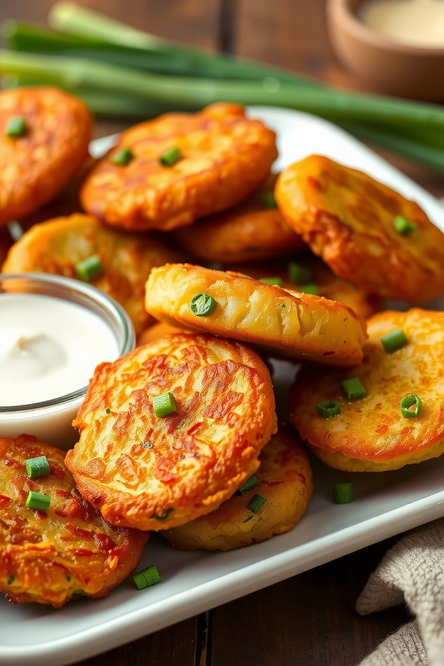 crispy potato chive fritters