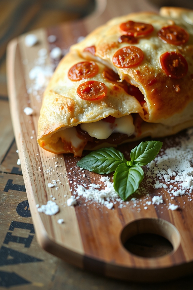 crispy stuffed cheese calzone