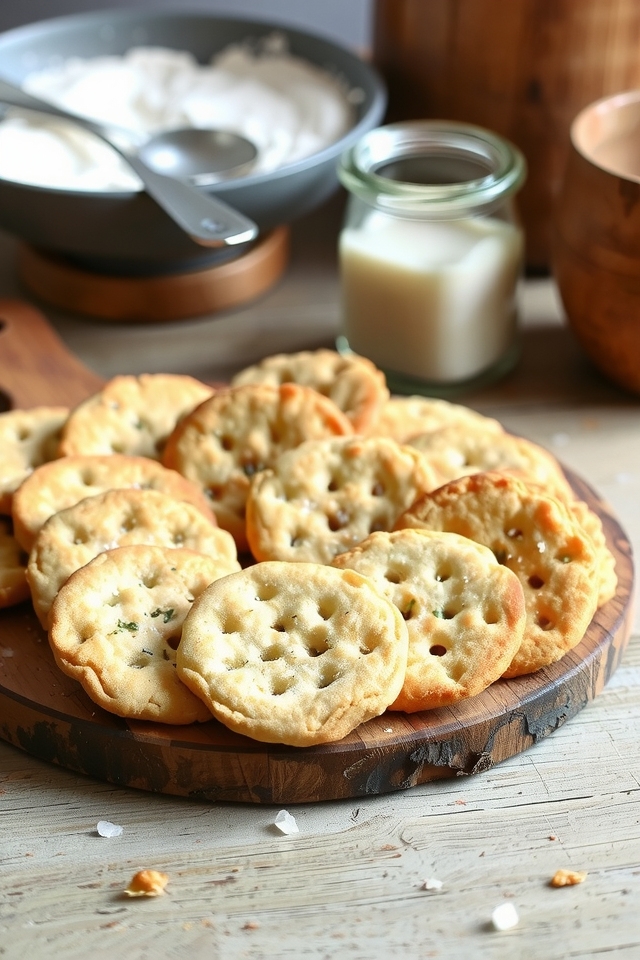 crispy tangy sourdough crackers