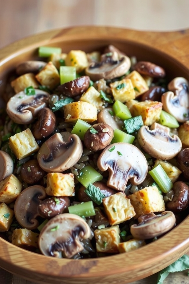 earthy mushroom wild rice stuffing