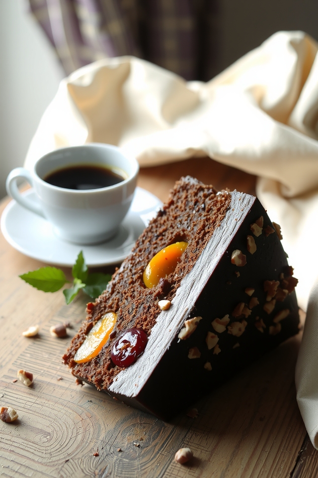 espresso infused chocolate fruitcake
