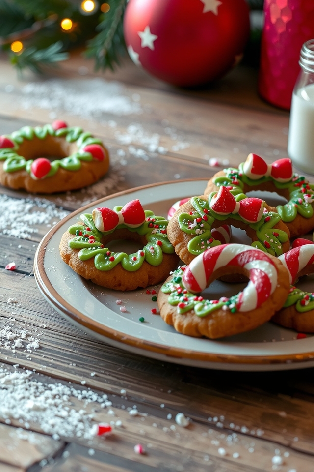 festive gingerbread wreath cookies
